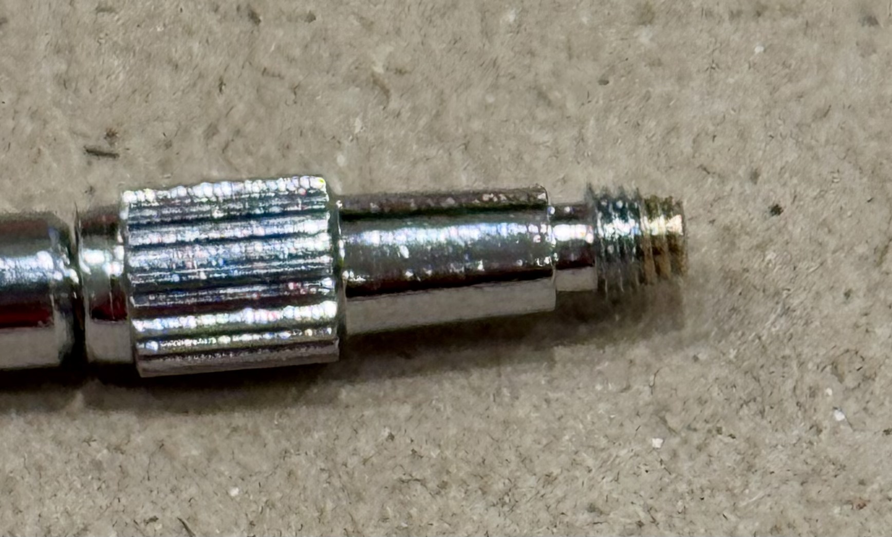 Closeup showing wear to the end of one of my cables.